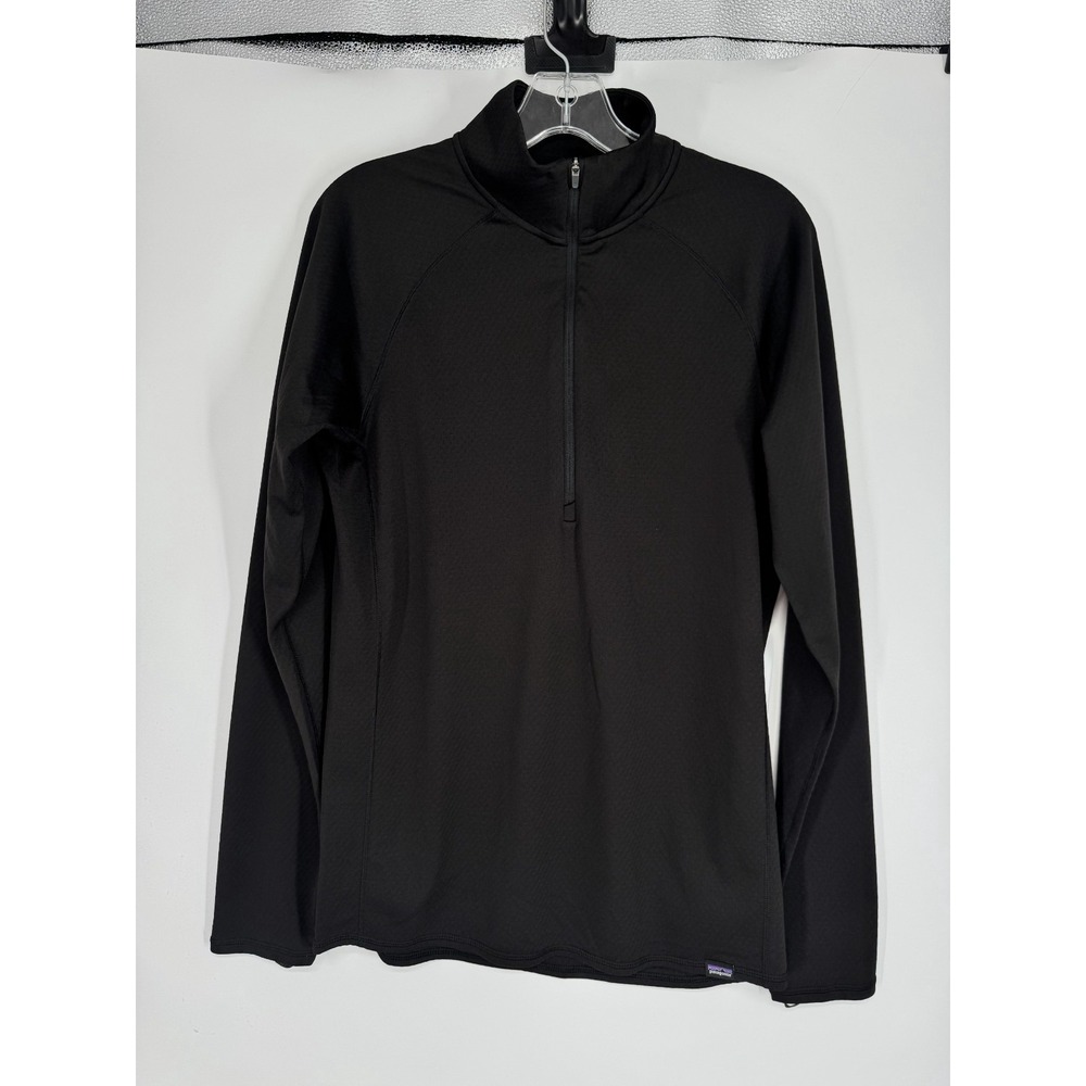 Patagonia Capilene Midweight Baselayer Top Mens Medium Black Zip Neck Cool Cold